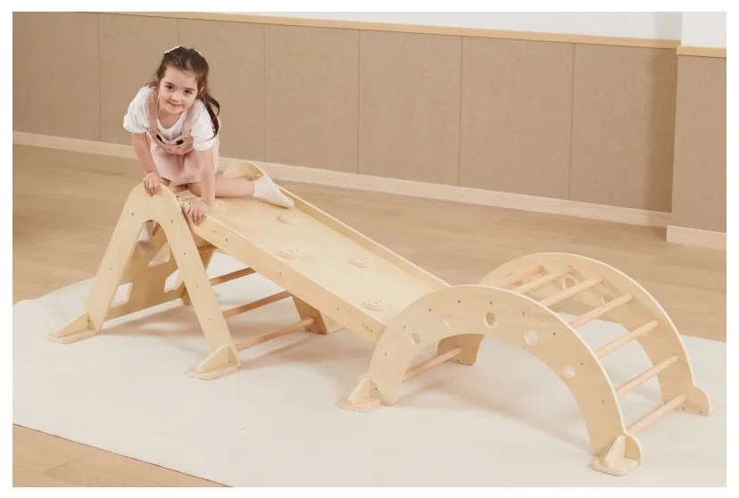 Viga drewniana drabinka pikler trójkąt wspinaczkowy montessori