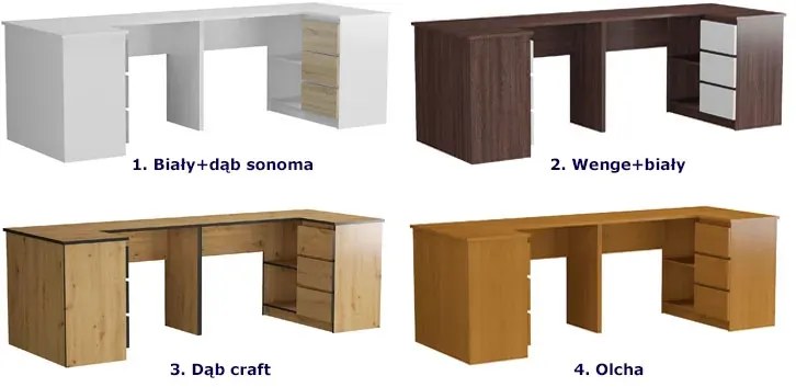 Narożne biurko dwuosobowe dąb craft A2-Z35