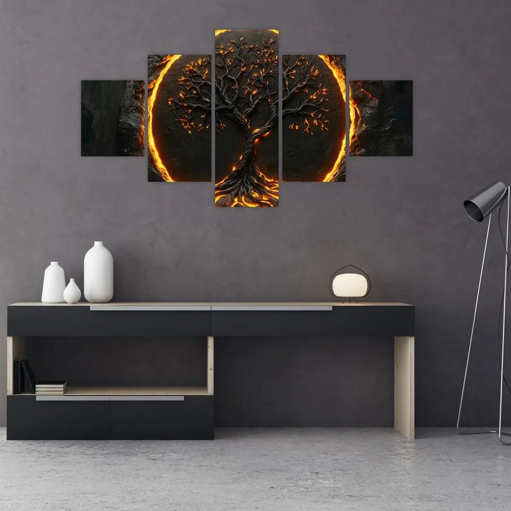Obraz – Drzewo życia w lawie II. (125x70 cm)