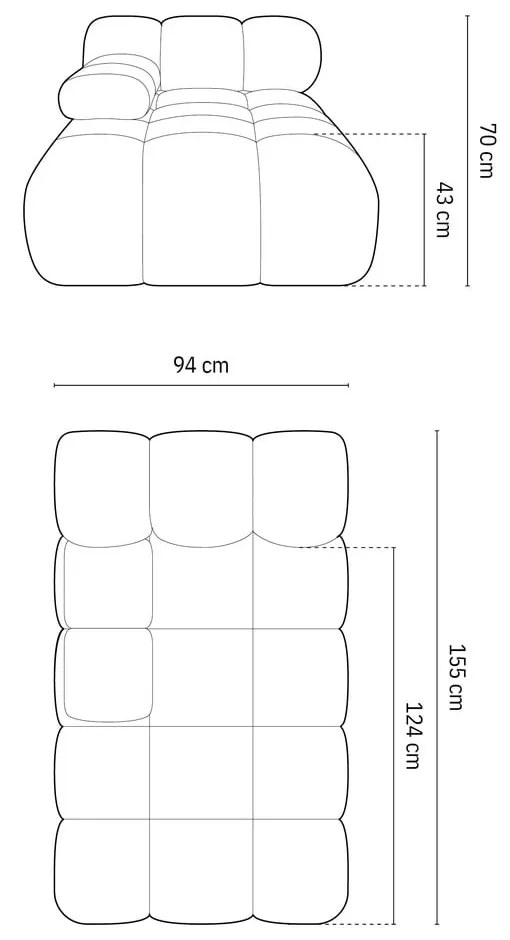 Pomarańczowy moduł sofy z materiału bouclé (lewostronny) Bellis – Micadoni Home