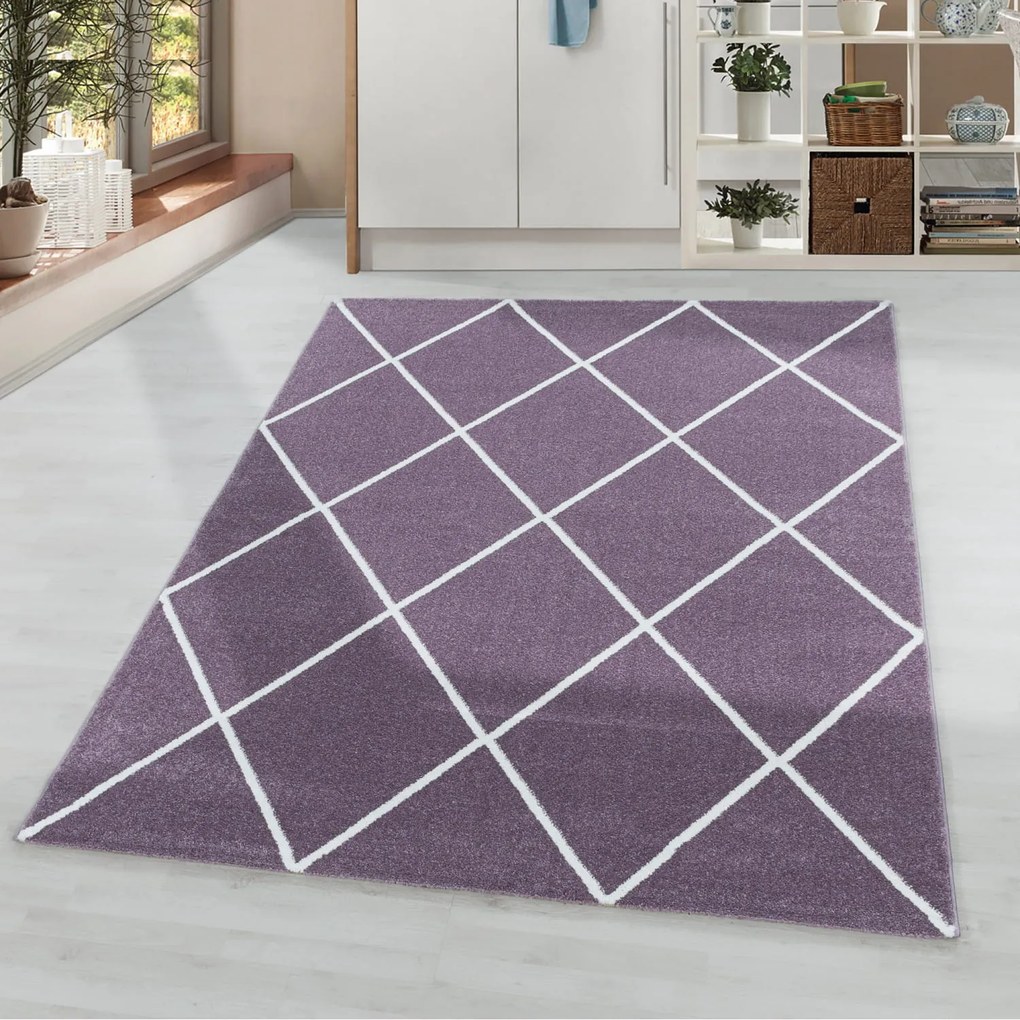 Dywan nowoczesny Rio romby fioletowy 200 cm x 290 cm