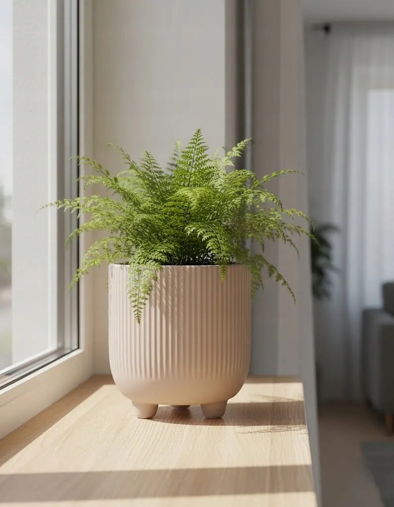 Doniczka Ecru Osłonka 15 cm z Ceramiki na Trzech Nóżkach Designerska Donica