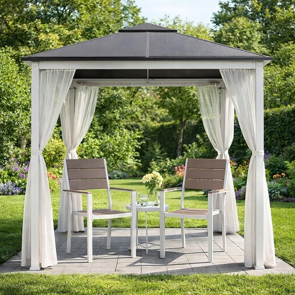 Krzesła ogrodowe Caprila - zestaw 2 szt. na taras i balkon, kolor biało-beżowy