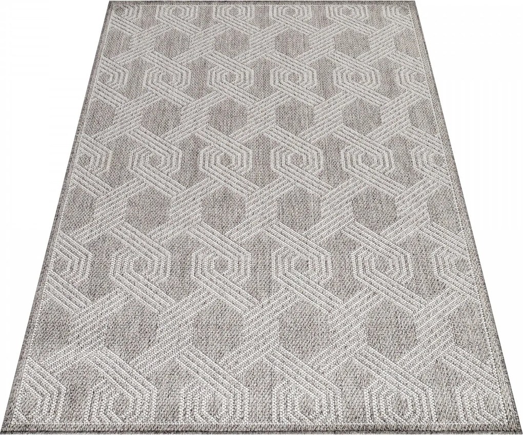 Dywan płaskotkany Aruba heksagon szary 240 cm x 340 cm