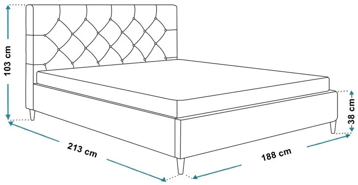 Dwuosobowe łóżko z zagłówkiem 180x200 Colette - 36 kolorów