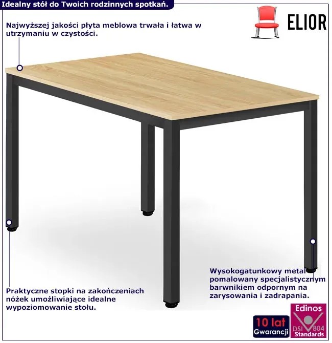 Stół industrialny prostokątny dąb + czarny - Emike