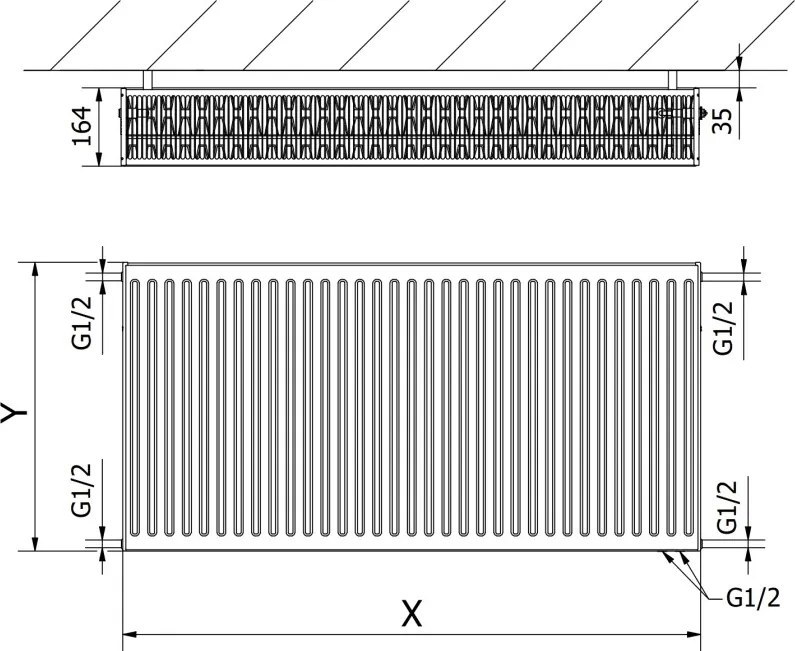 Mexen CV33 grzejnik płytowy 300 x 1200 mm, podłączenie dolne, 1601 W, biały - W633-030-120-00