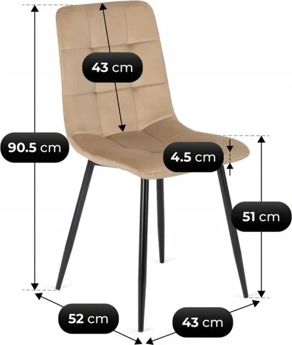 Zestaw Stół Okrągły Rozkładany HARRY 102-142 cm Dąb Craft/Czarny i 6 Krzeseł PERU Beżowych