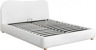 Łóżko Z Tapicerowanym Pojemnikiem Na Pościel Winselet Chenille Kość Słoniowa & 140 X 190 Cm - Sklum