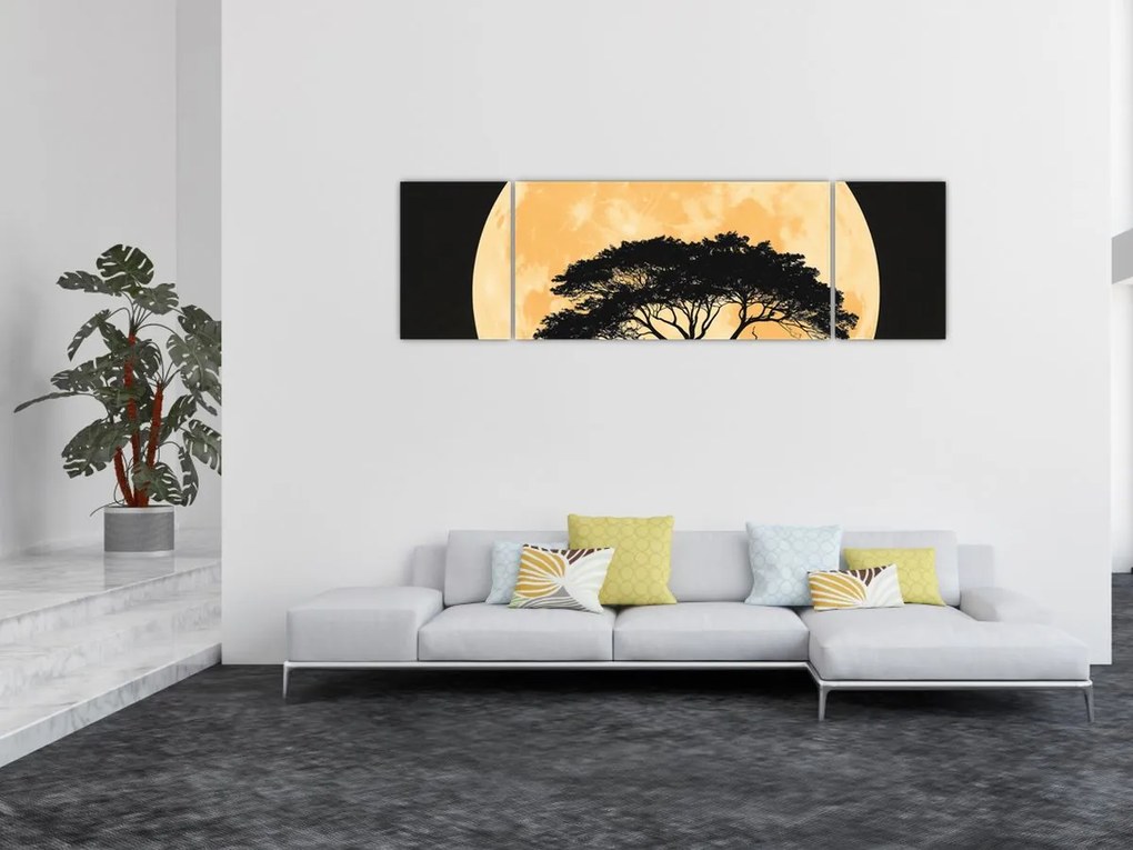 Obraz – Drzewo w złotej pełni księżyca II. (170x50 cm)