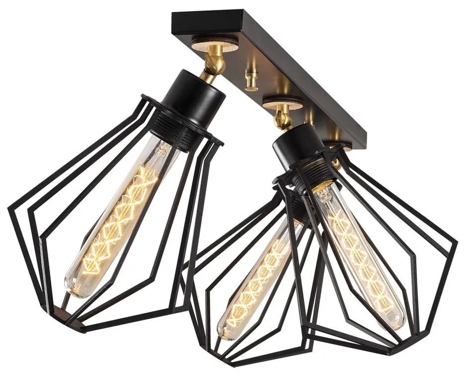 Lampa sufitowa w czarno-złotym kolorze z metalowym kloszem ø 18 cm Oylat – Opviq lights