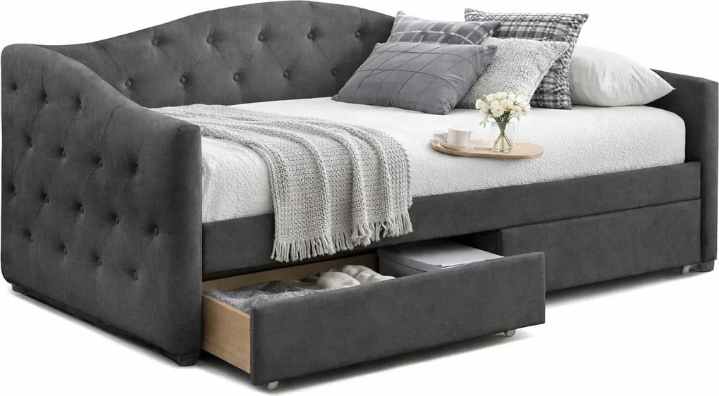 Jednoosobowe łóżko z szufladami popielate F3-P00