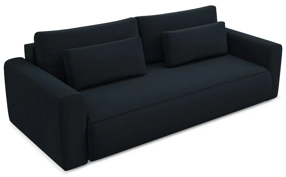 Ciemnoniebieska aksamitna rozkładana/ze schowkiem sofa 238 cm Kapua – Makamii