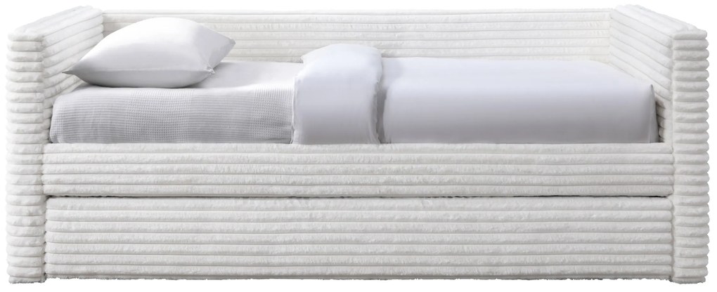 Łóżko 90x200 z drugim miejscem do spania, kremowy plusz ALABAMA