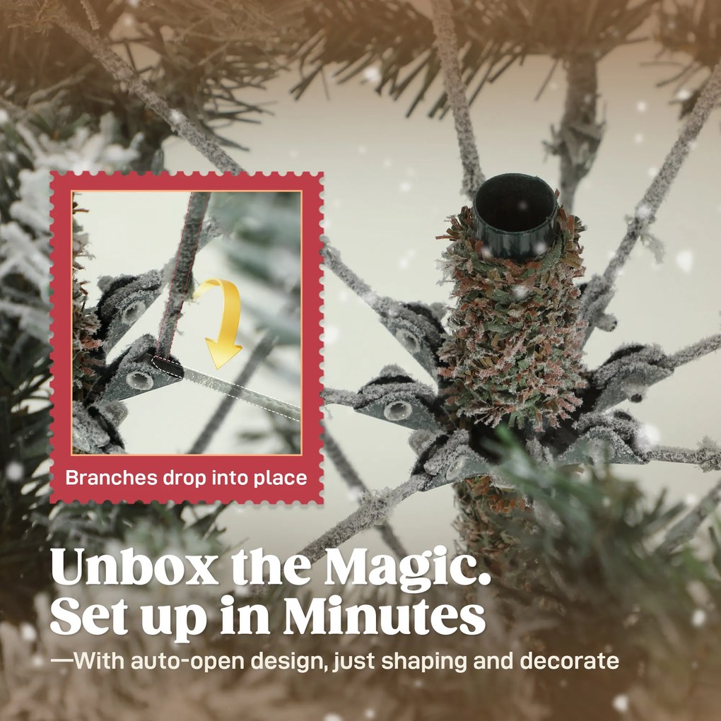 HOMCOM Sztuczna choinka 180 cm z efektem śniegu, 1976 końcówek do wnętrz | Aosom PL