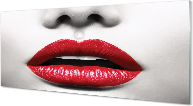 Szklany Panel Czerwone Usta i Nos Kobiety