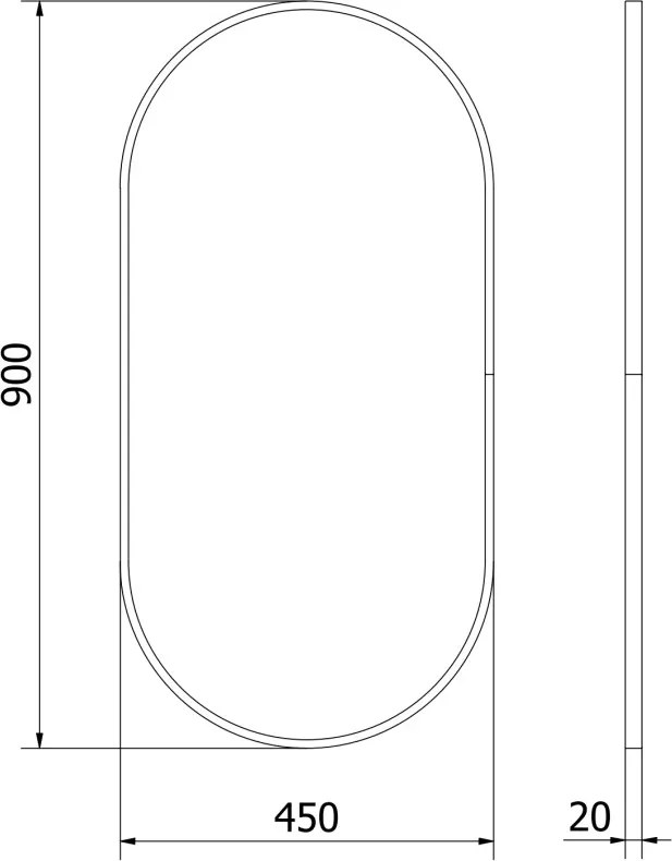 Mexen Loft lustro łazienkowe owalne 90 x 45 cm, rama czarna - 9851-090-045-000-70