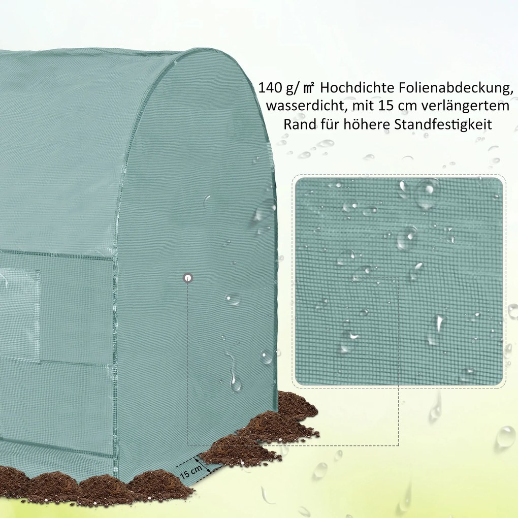 Outsunny Szklarnia Foliowa Ogrodowa Wysoka Jakość Stabilna Konstrukcja 245x200x198cm Zielona | Aosom PL