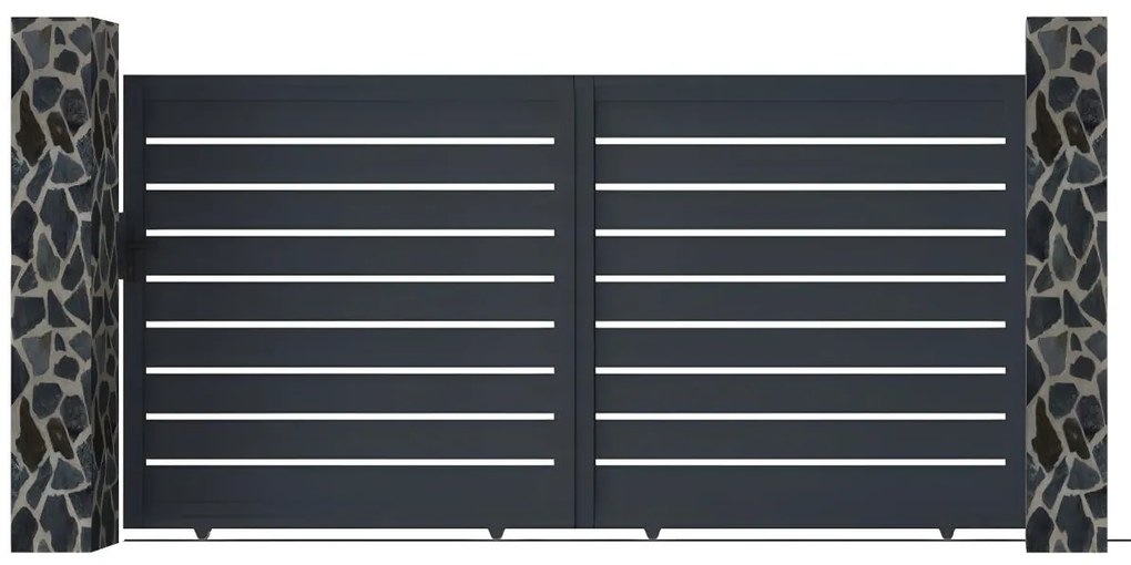 Brama elektryczna przesuwna ażurowa z antracytowego aluminium szer. 416 x wys. 183 cm - PRIMO