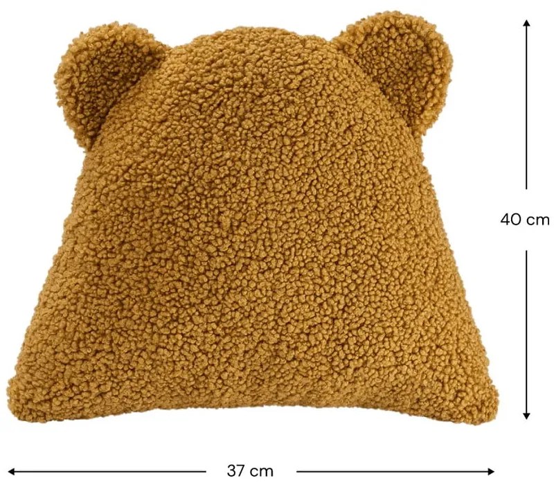Brązowa poduszka na sofę dziecięcą z materiału bouclé Bear – Wigiwama