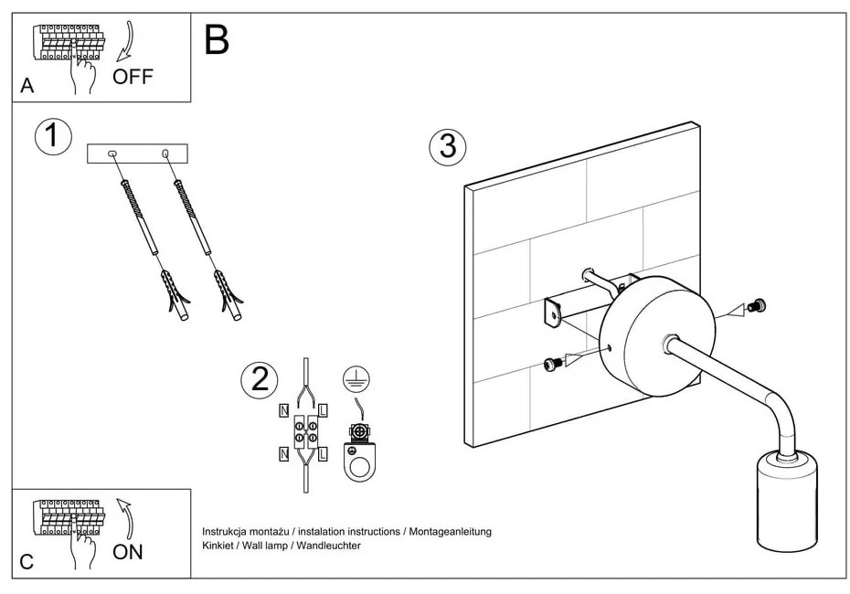Czarny kinkiet Sollux Donato