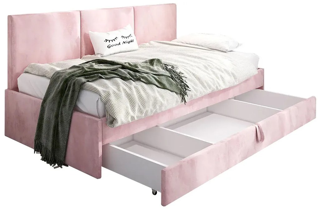 Różowa sofa młodzieżowa z oparciem Huzox 6X - 4 rozmiary