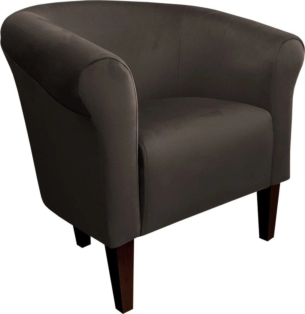 Fotel Milo tkanina Welur wygodny fotel tapicerowany do salonu i sypialni : Kolor nogi - Venge, Kolor tkaniny - VELVET - MG05, Wysokość nogi - 20 cm