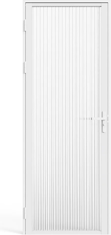 Drzwi z ościeżnicą odwracalne z aluminium i szkła hartowanego Teksturowanego - W204 x S73 cm - Biały LOXTON