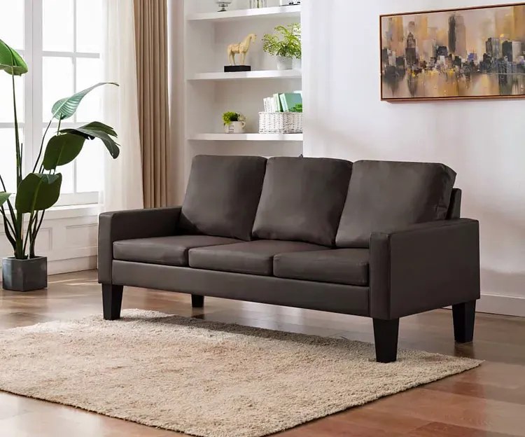 Brązowa tapicerowana sofa do salonu - Clorins 3X