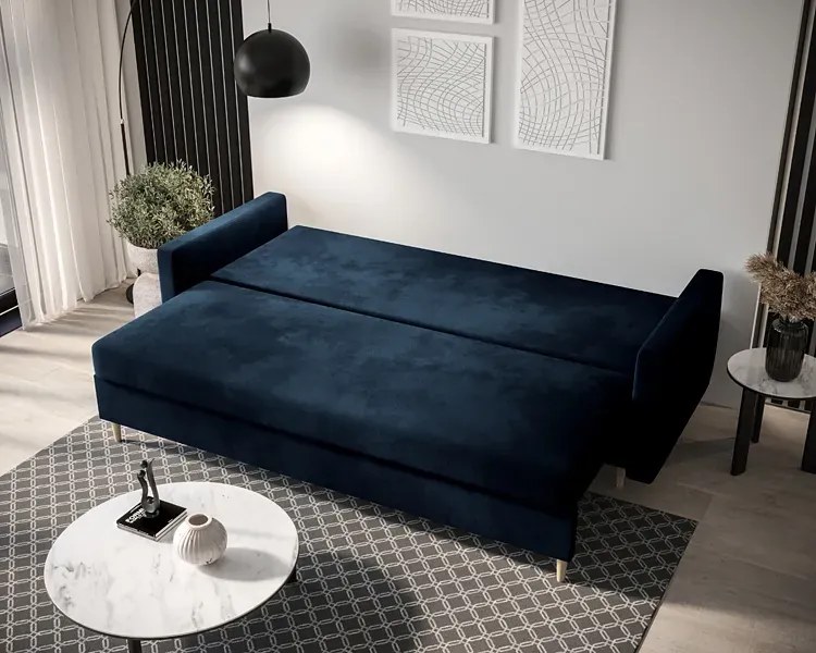 Granatowa sofa rozkładana z funkcją spania B1-P40