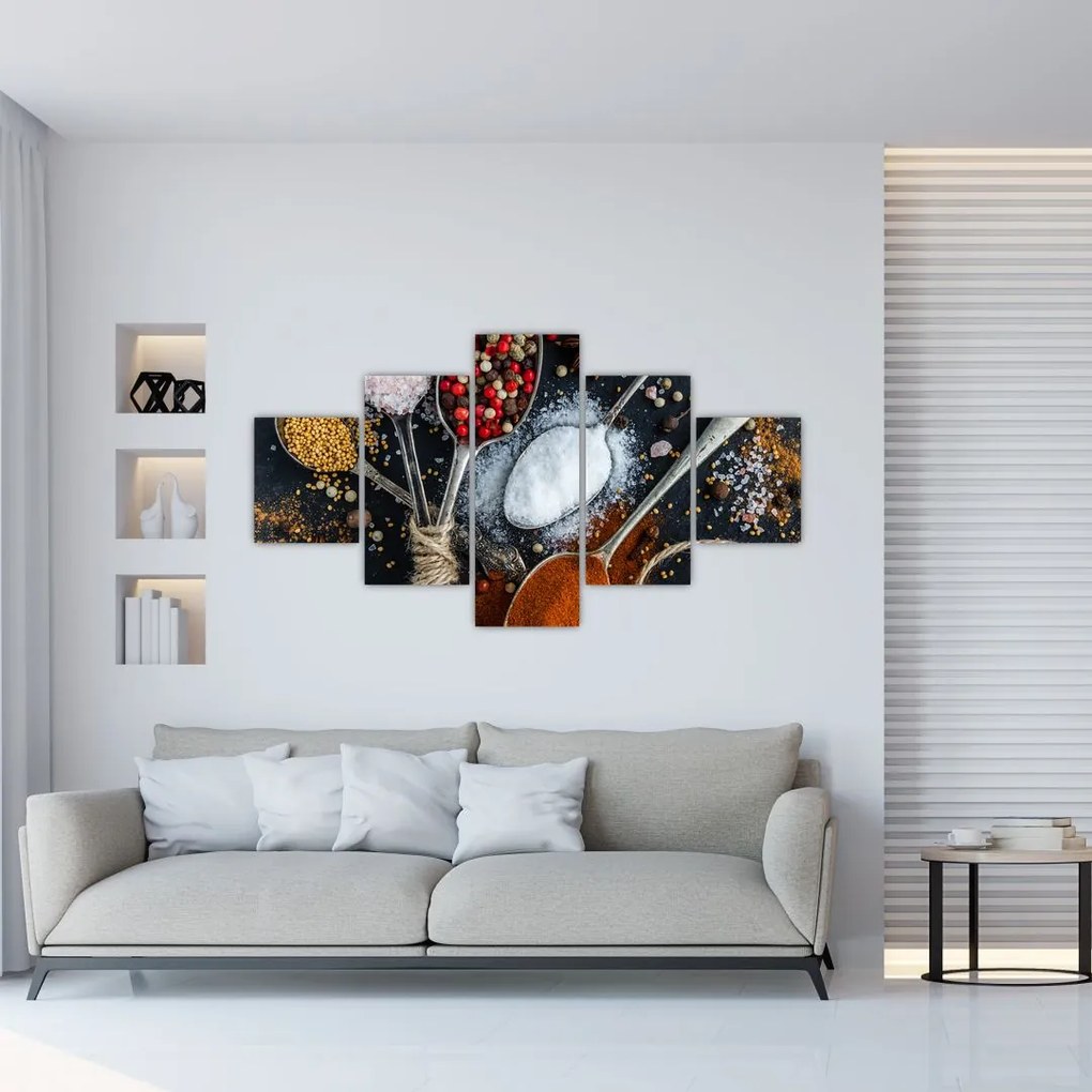 Obraz łyżek z przyprawami (125x70 cm)