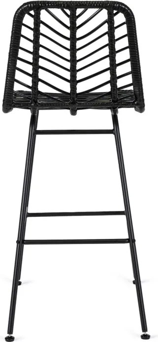 Hoker Rattanowy JERRY Ogrodowy Krzesło Barowe Czarny Boho