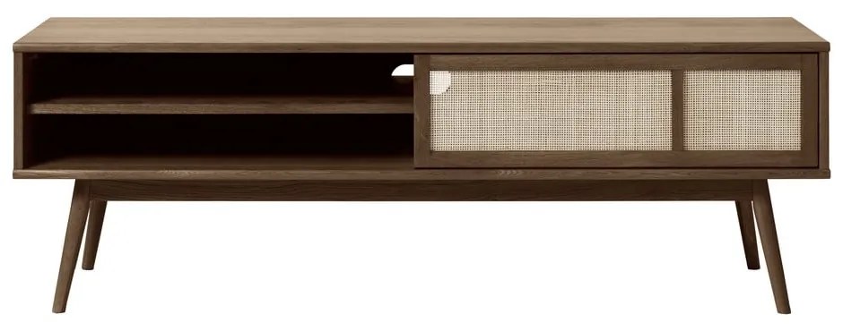 Ciemnobrązowa szafka pod TV w dekorze dębu 150x50 cm Barrali – Unique Furniture