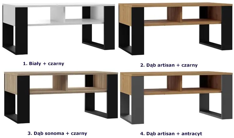 Minimalistyczna ława do narożnika dąb artisan + czarny - Renfi 5X