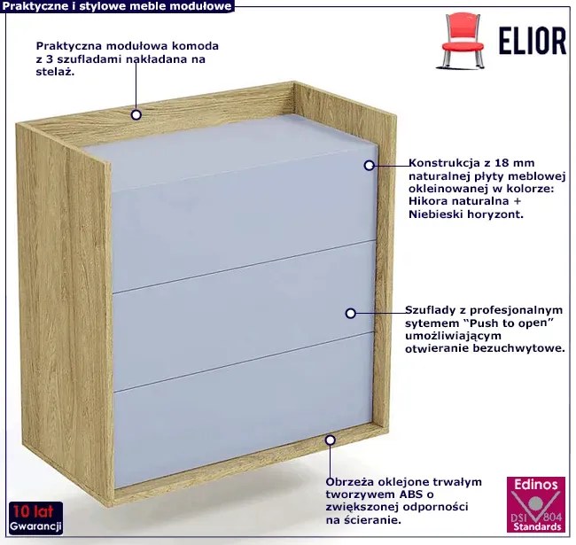 Komoda modułowa hikora + niebieski horyzont L8-A28