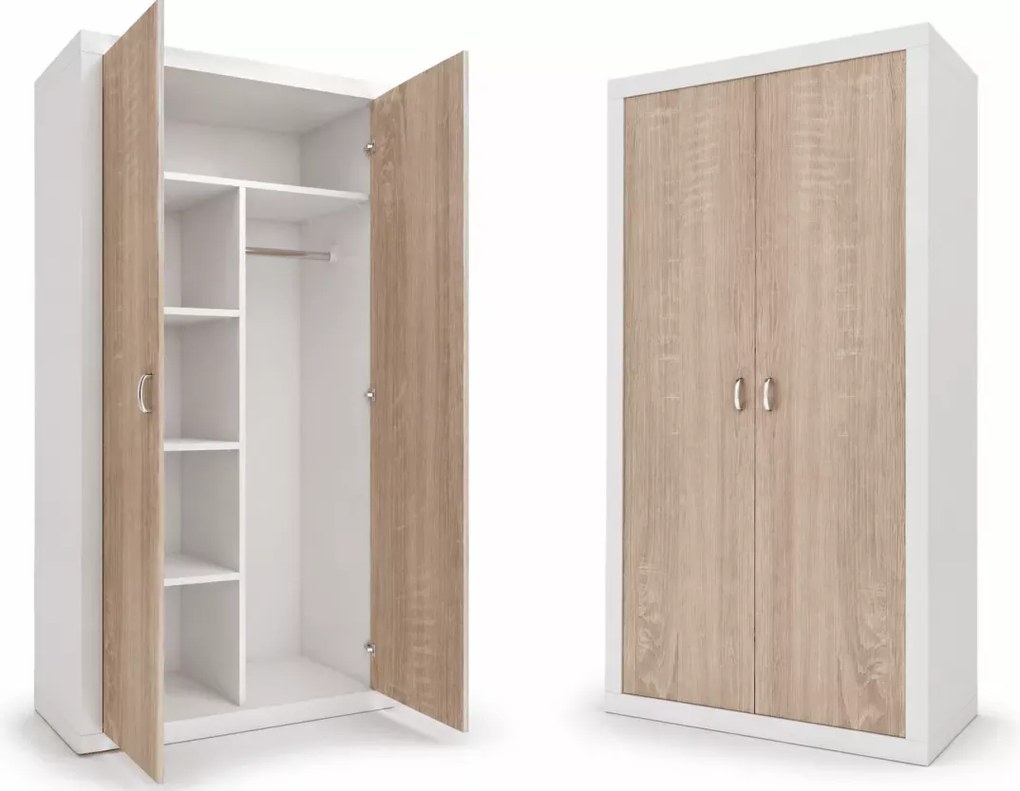 Szafa młodzieżowa Seal 2-drzwiowa nowoczesna MDF biała 190 cm