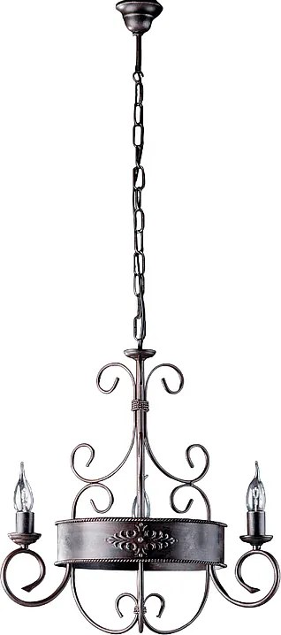 Żyrandol Baltimora z czarnego i rdzawo-lakierowanego żelaza, 3 światła, 113 Ø54 BL183-3-RG