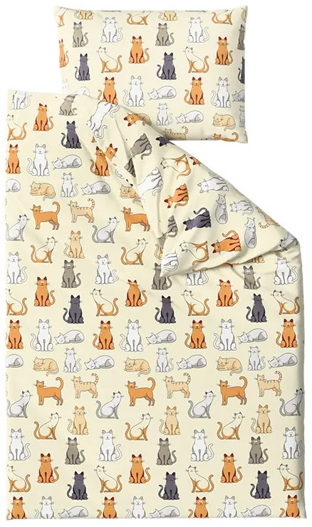 PrzytulneMieszkanie.pl PrzytulneMieszkanie.pl Bawełniana pościel COLORED CATS BLEND kremowa Rozmiar pościeli: 70 x 90 cm | 140 x 200 cm