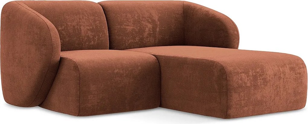 Narożnik prawostronny - z tkaniny szenilowej - terakota - LANI