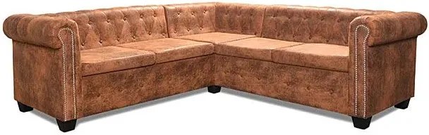 Klasyczny narożnik chesterfield Origo - rudy