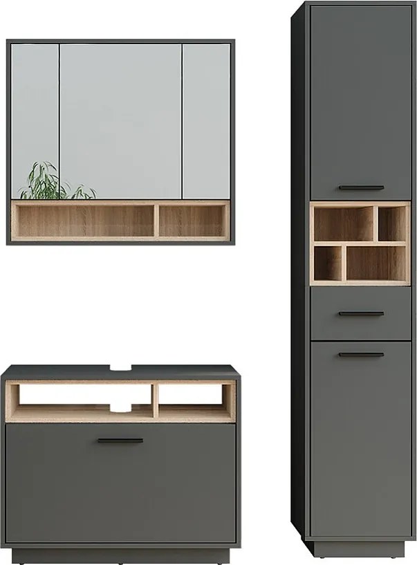Zestaw mebli łazienkowych antracyt/sonoma 80x35x64 beatrice
