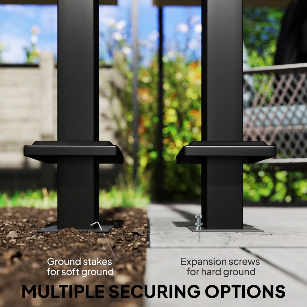 Outsunny Pergola 3,87 x 2,97 m z wysuwanym dachem, 2 panele prywatności, UV50+, ciemnoszara | Aosom PL