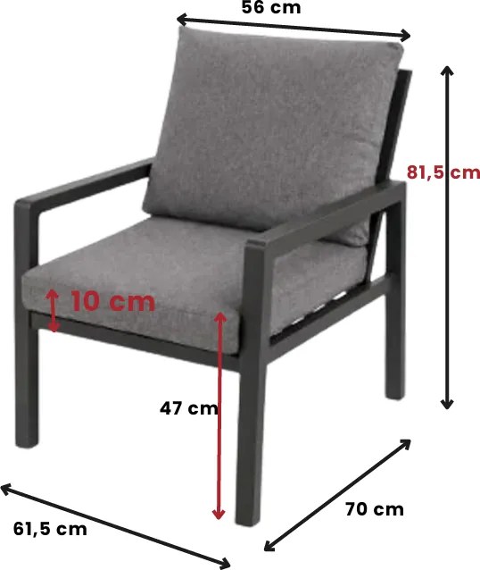 Doppler LIFE antracyt - aluminiowy zestaw ogrodowy