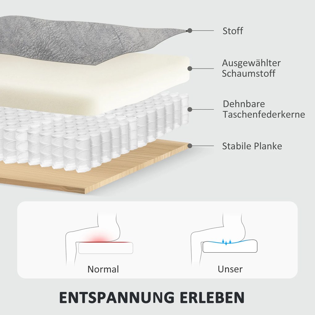 HOMCOM Relaksacyjny fotel dwuosobowy z regulacją oparcia i podnóżkiem, do salonu, z tkaninowym obiciem, Szary