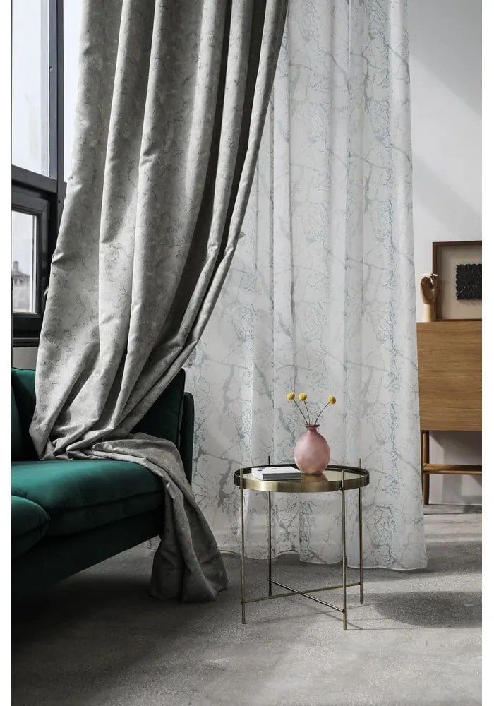 Kremowo-turkusowa firanka 140x260 cm Mizar – Mendola Fabrics