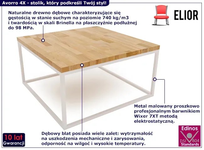 Stolik kawowy z białym metalowym stelażem - Delto 4X