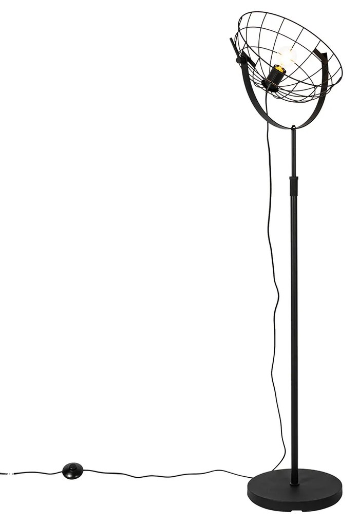 Industrialna lampa podłogowa czarna 35 cm regulowana - Hanze