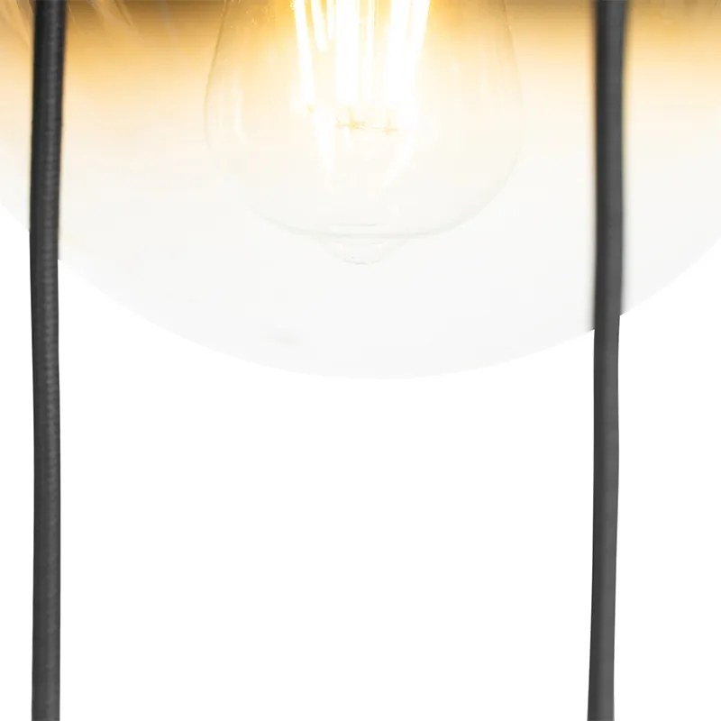 Lampa wisząca w stylu art deco czarna ze szklanymi kulami w kolorze złotym, 7-światłowa - Pallon ArtDeco Oswietlenie wewnetrzne