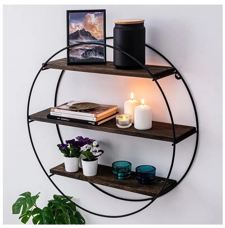 Półka ścienna TULIPA 60x15 cm świerk/czarna