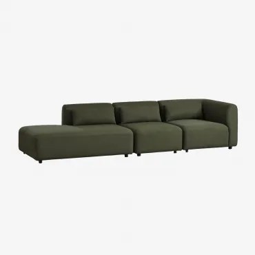 3-częściowa Narożna Sofa Modułowa Fogler Z Lewym Szezlongiem Chenille Salvia Zieleń - Sklum